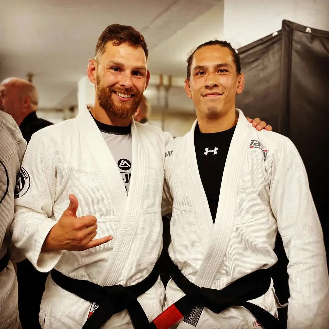 Steve Brinkman and Sam Creasey with their BJJ black belts